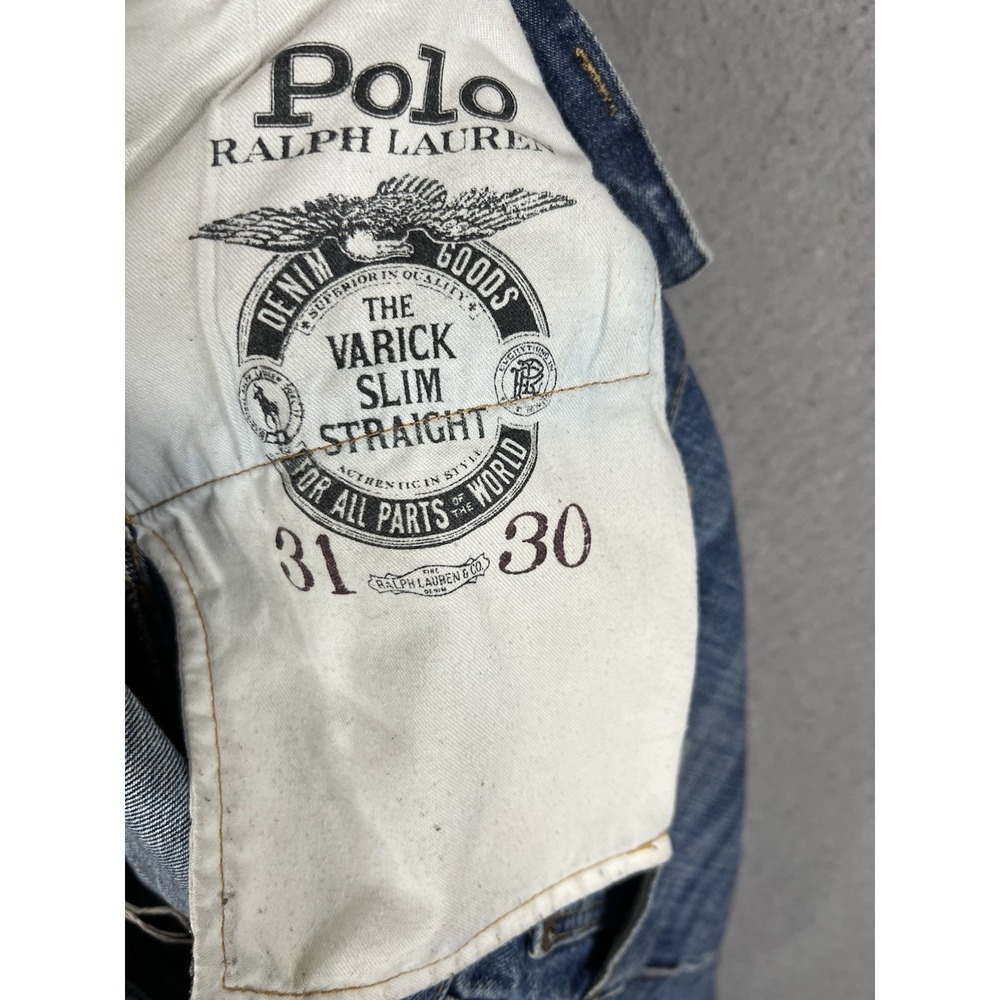 Polo Ralph Lauren Varick Slim Straight Distressed Serape Patchwork Mens 31x30 - Picture 9 of 16